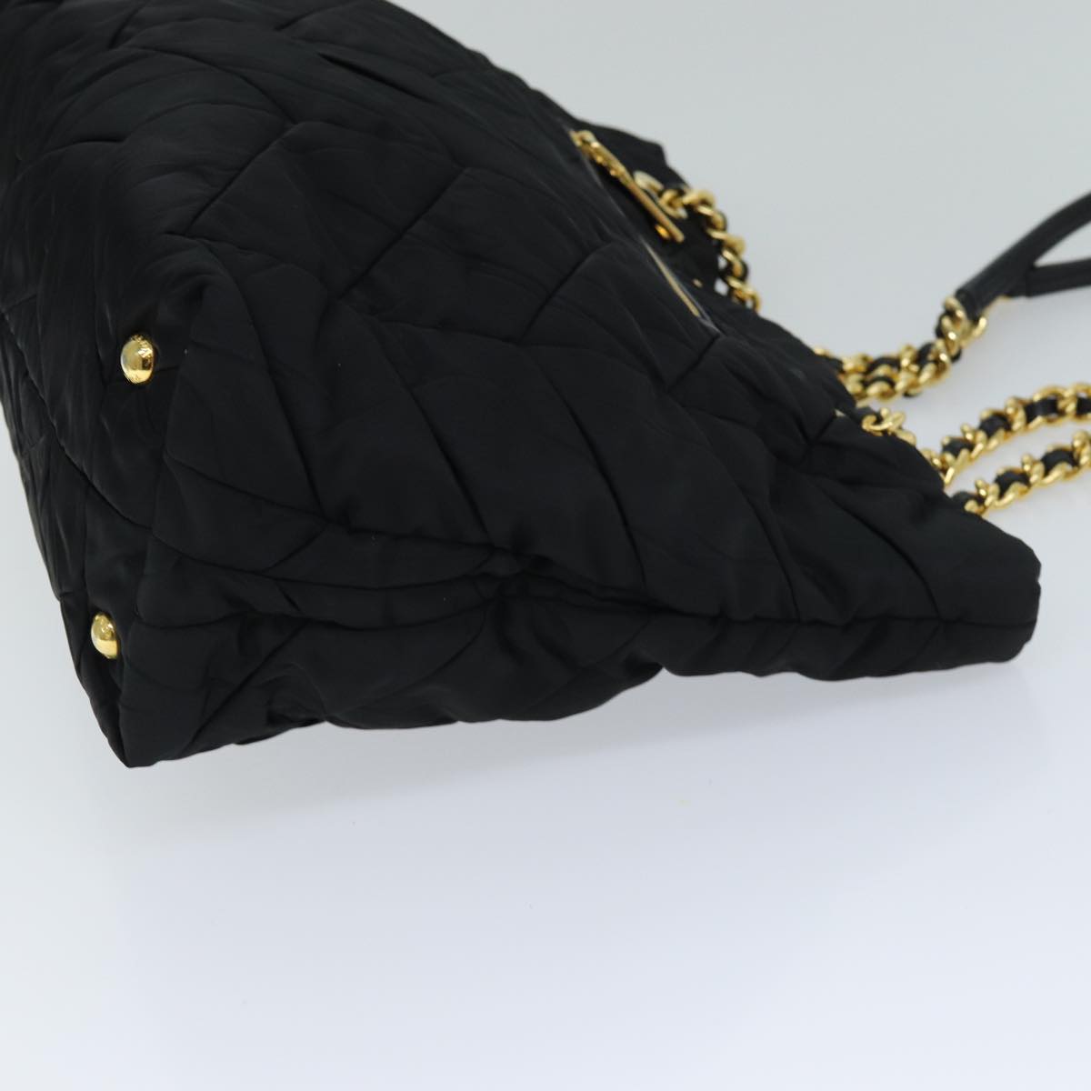 Luxury PradaQuilted Chain Shoulder Bag Nylon Black am6356