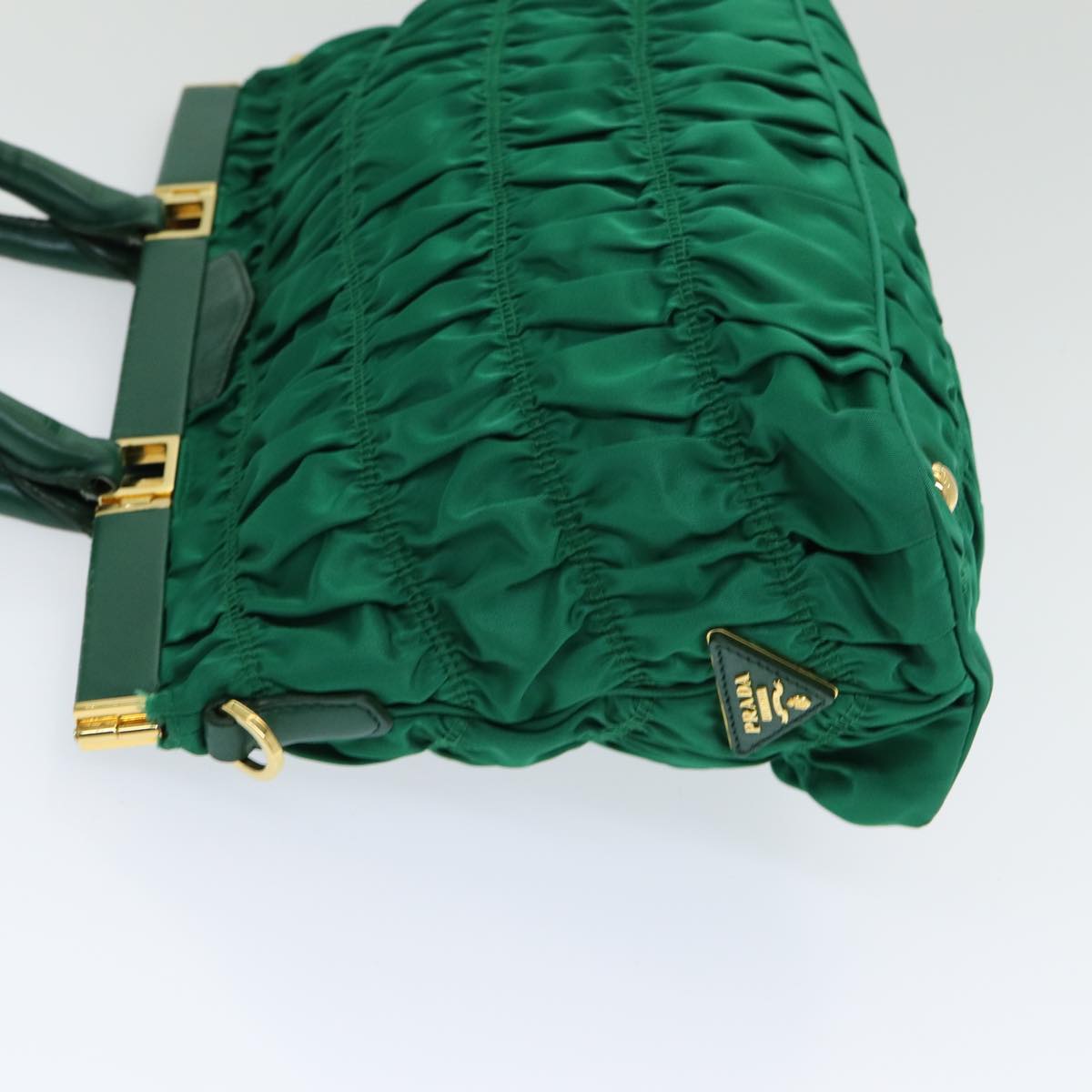 Luxury Prada Hand Bag Leather 2way Green  am6712