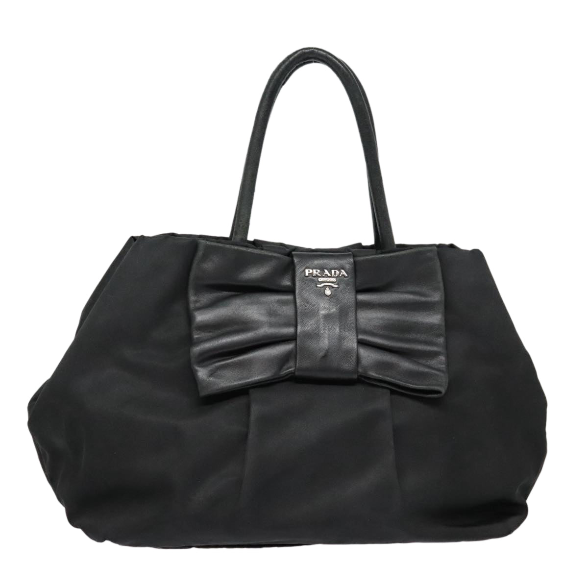 Luxury Prada Ribbon Hand Bag Nylon Black  am6830