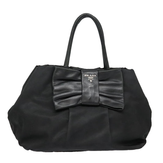 Luxury Prada Ribbon Hand Bag Nylon Black  am6830