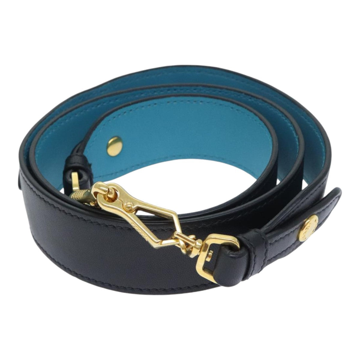 Luxury Prada Shoulder Strap Leather 37.4"" Black Gold  am6897