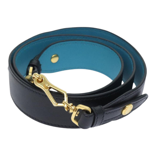 Luxury Prada Shoulder Strap Leather 37.4"" Black Gold  am6897