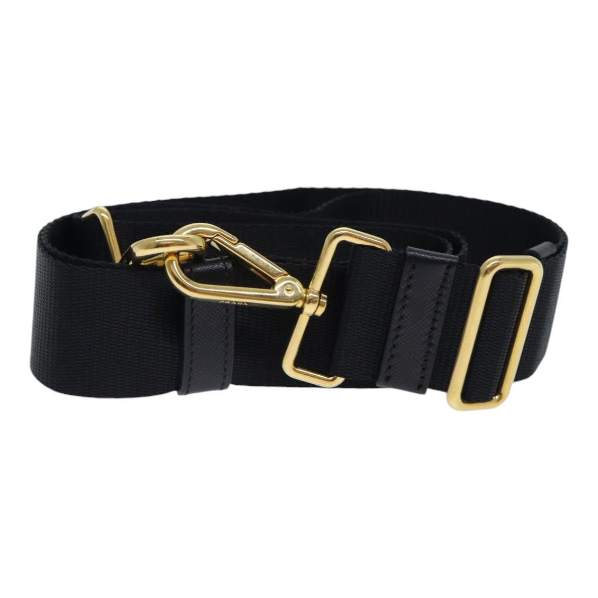 Luxury Prada Adjustable Shoulder Strap polyester 24.8""-43.3"" Black Gold  am6898