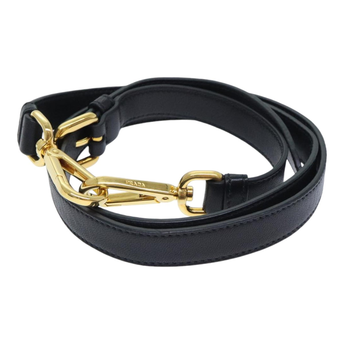 Luxury Prada Adjustable Shoulder Strap Leather 39""-43.3"" Black  am6899