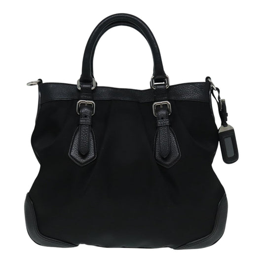 Luxury Prada Hand Bag Nylon 2way Black Silver  am6907