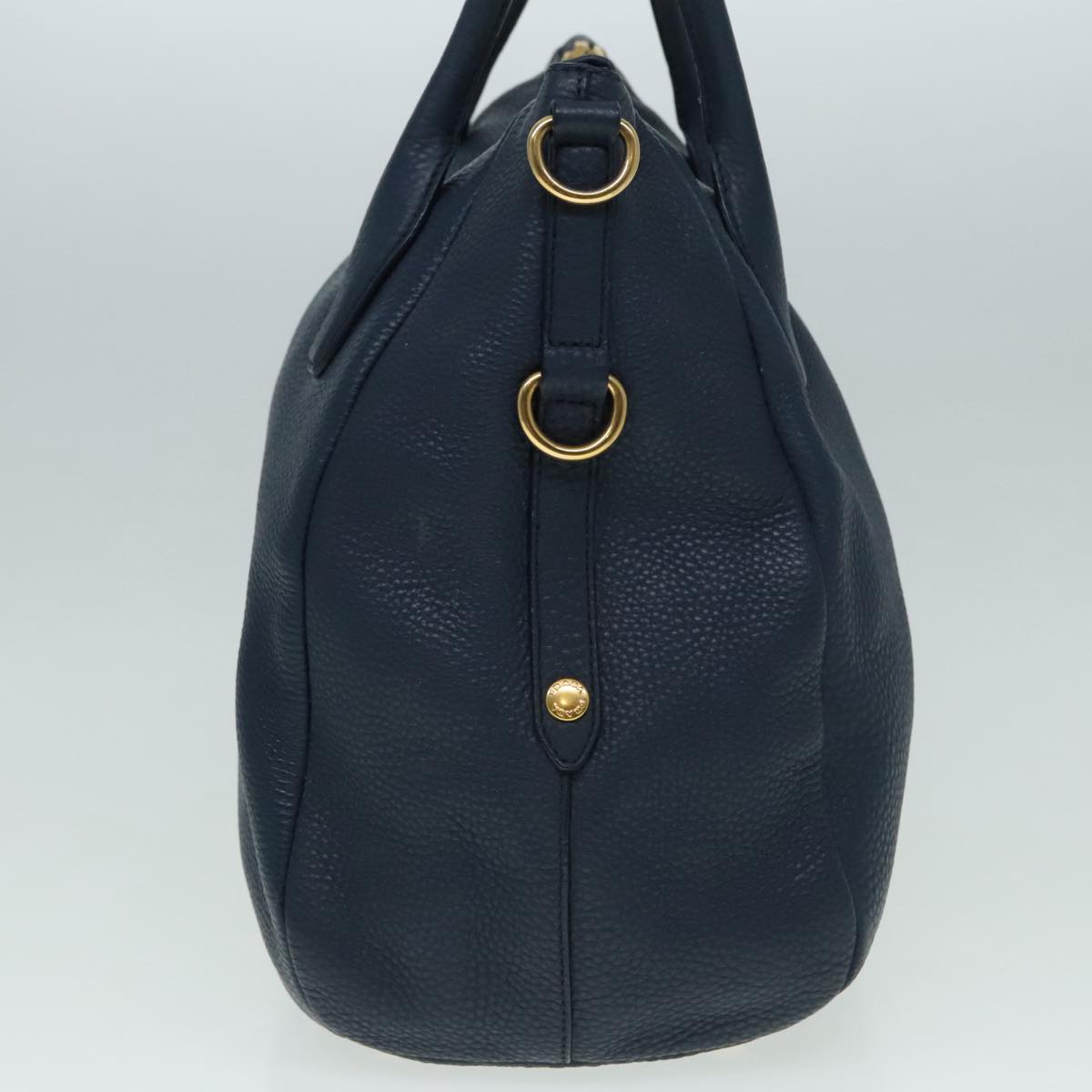 Luxury Prada Hand Bag Leather 2way Blue Gold  am6927