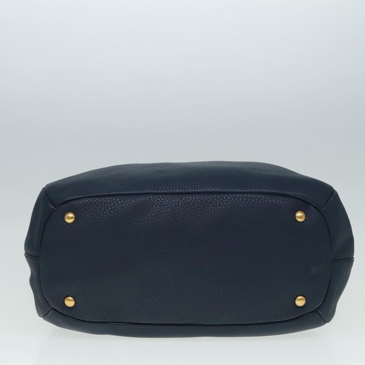 Luxury Prada Hand Bag Leather 2way Blue Gold  am6927
