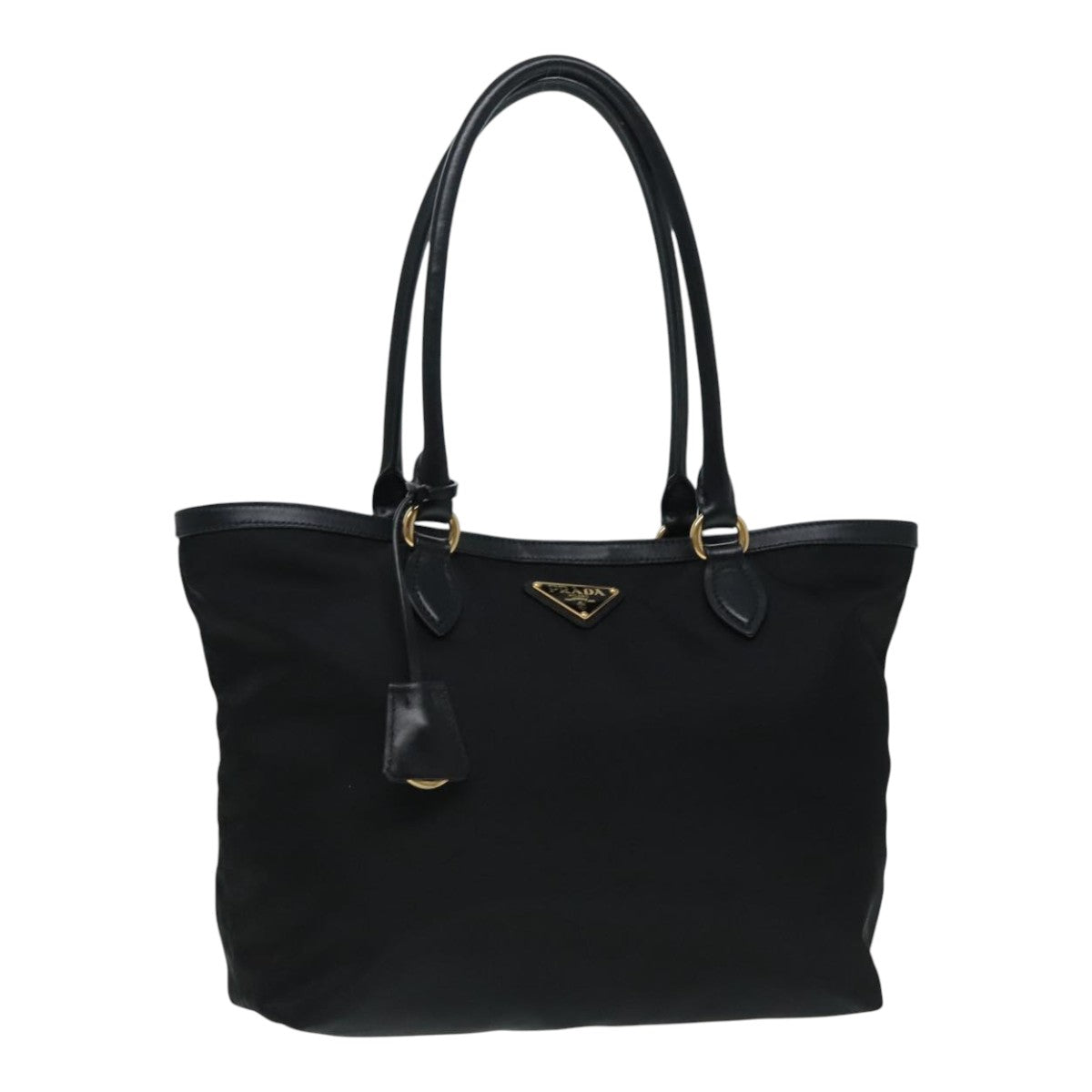 Luxury Prada Tote Bag Nylon Leather Black Gold  am6976