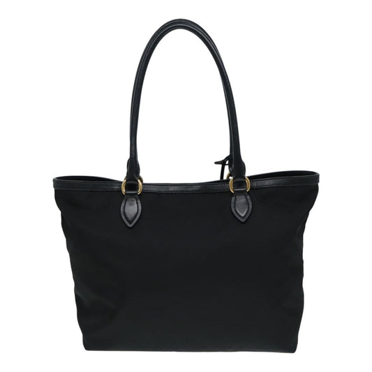 Luxury Prada Tote Bag Nylon Leather Black Gold  am6976