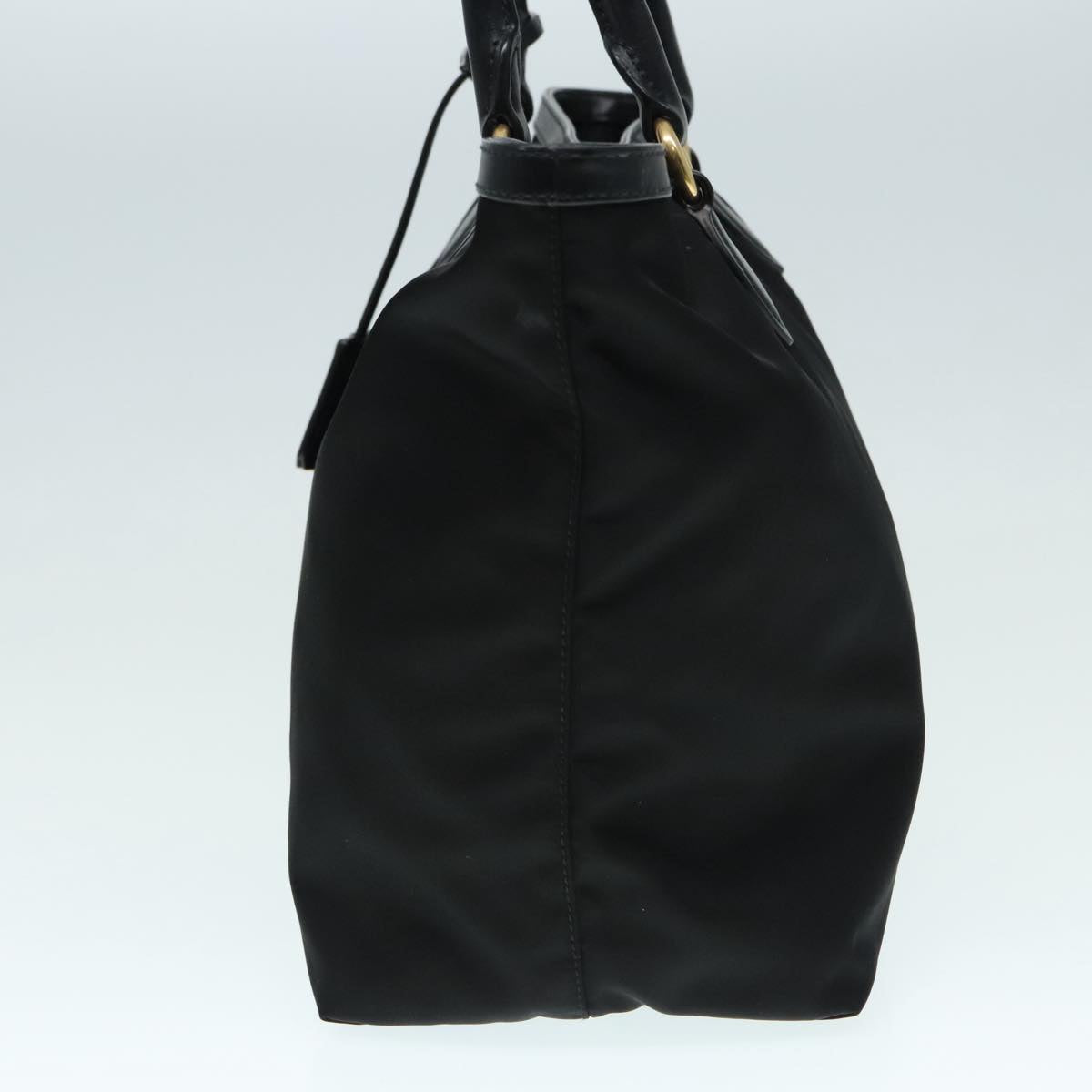 Luxury Prada Tote Bag Nylon Leather Black Gold  am6976
