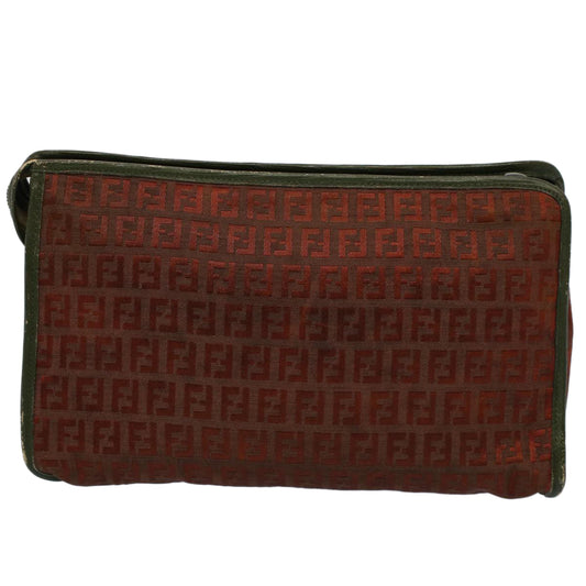 Luxury FendiZucchino Canvas Clutch Bag Vintage Brownar10173