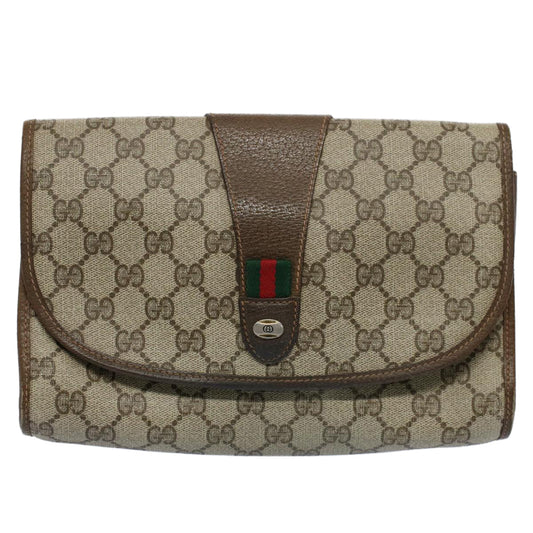 Luxury Gucci GG Canvas Web Sherry Line Clutch Bag Beige Red 89.01.030  ar10211