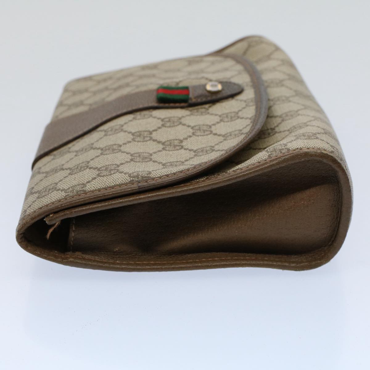 Luxury Gucci GG Canvas Web Sherry Line Clutch Bag Beige Red 89.01.030  ar10211