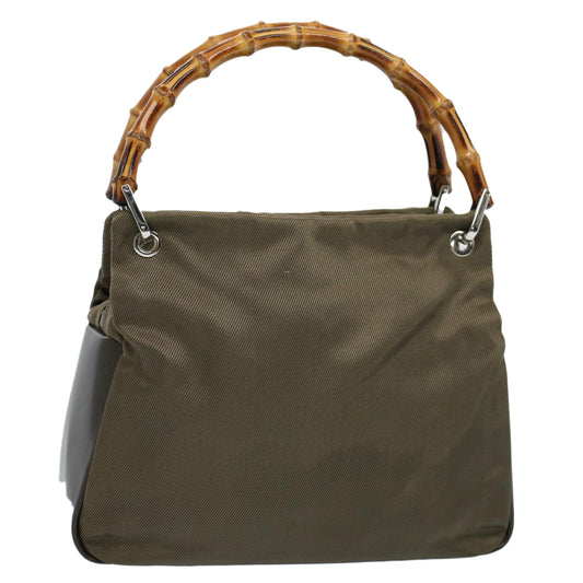 Luxury Gucci Bamboo Hand Bag Nylon Canvas Khaki 000 1014 0575 5  ar10278