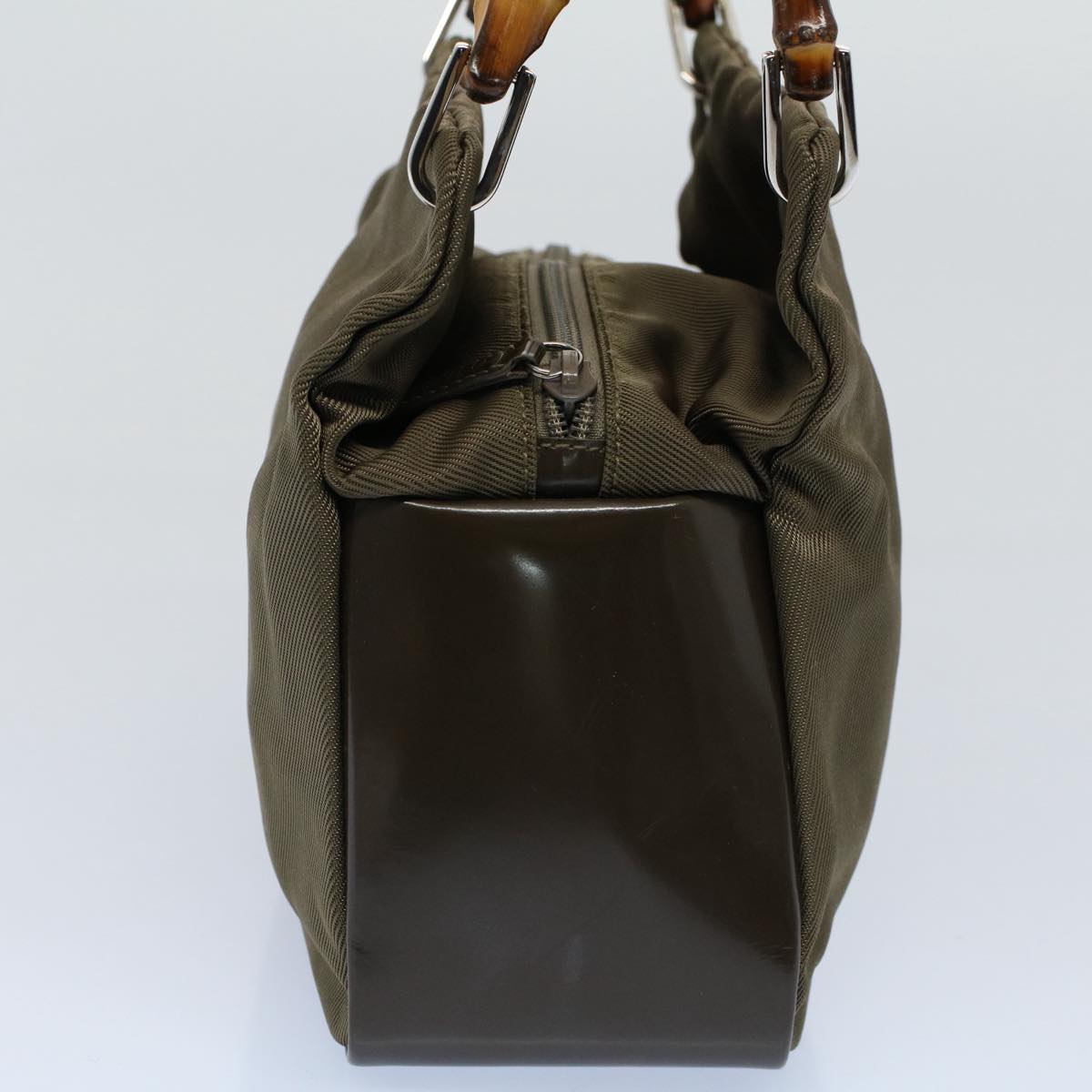 Luxury Gucci Bamboo Hand Bag Nylon Canvas Khaki 000 1014 0575 5  ar10278