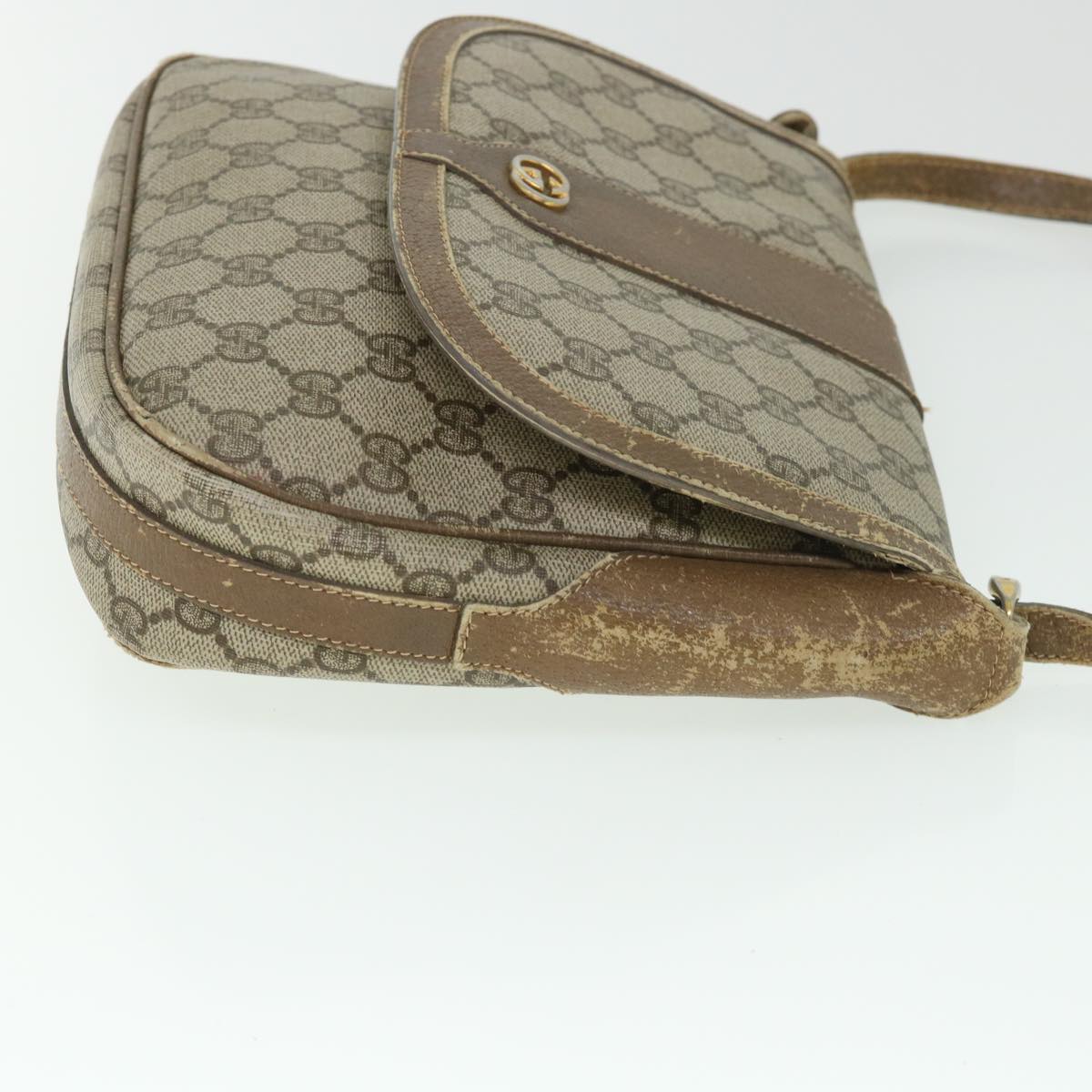 Luxury Gucci GG Canvas Shoulder Bag PVC Leather Beige  ar10280