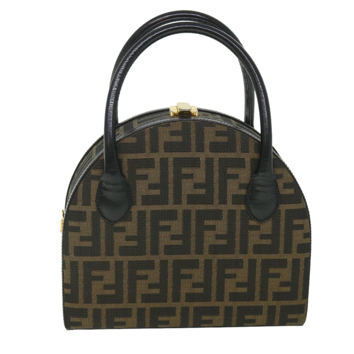 Luxury FendiZucca Canvas Hand Bag 2way Black Brownar10368B