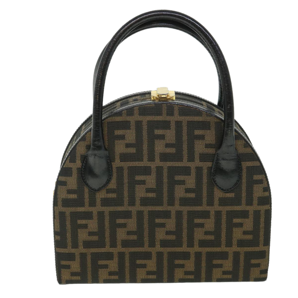 Luxury FendiZucca Canvas Hand Bag 2way Black Brownar10368B