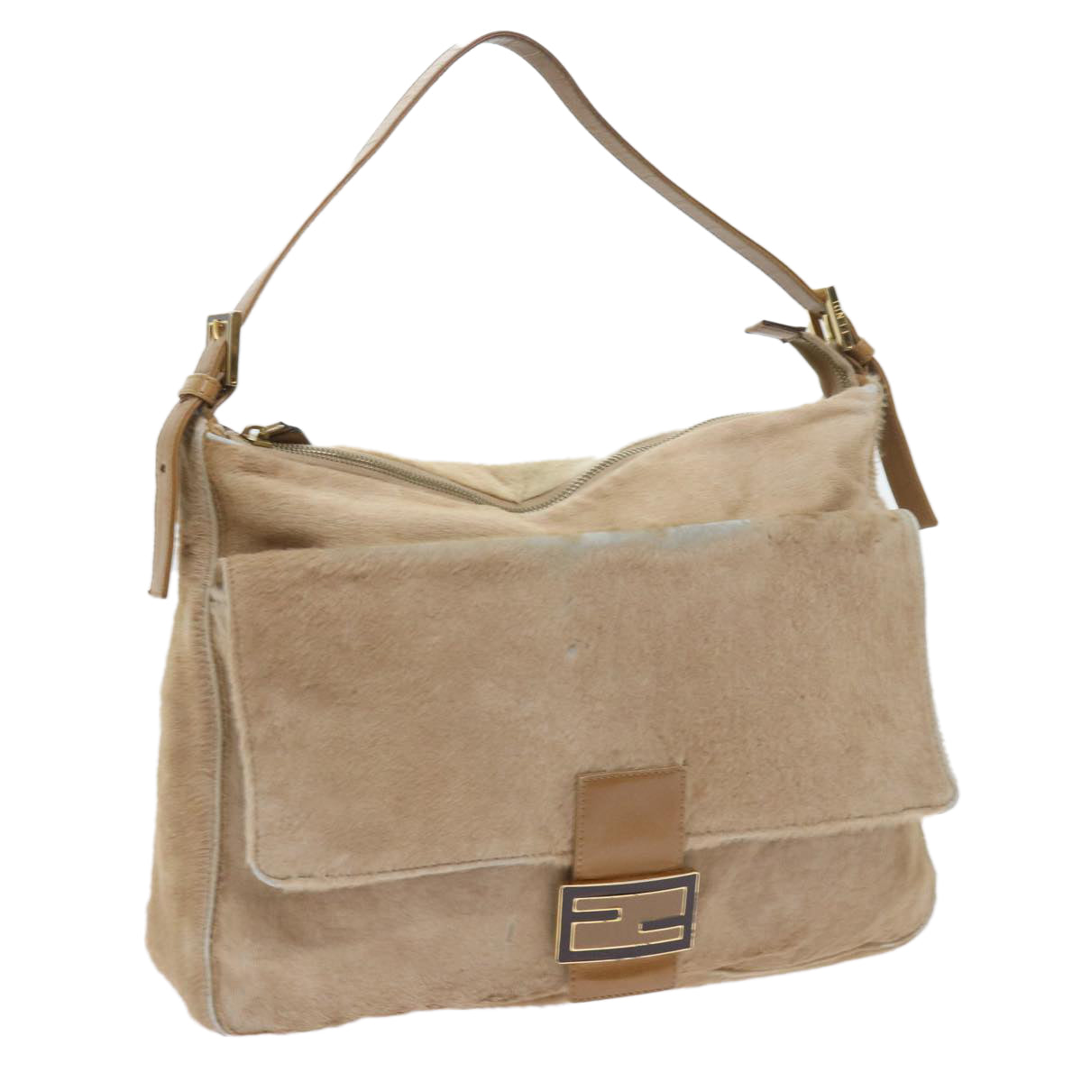 Luxury FendiMamma Baguette Shoulder Bag Harako leather Beigear10608B