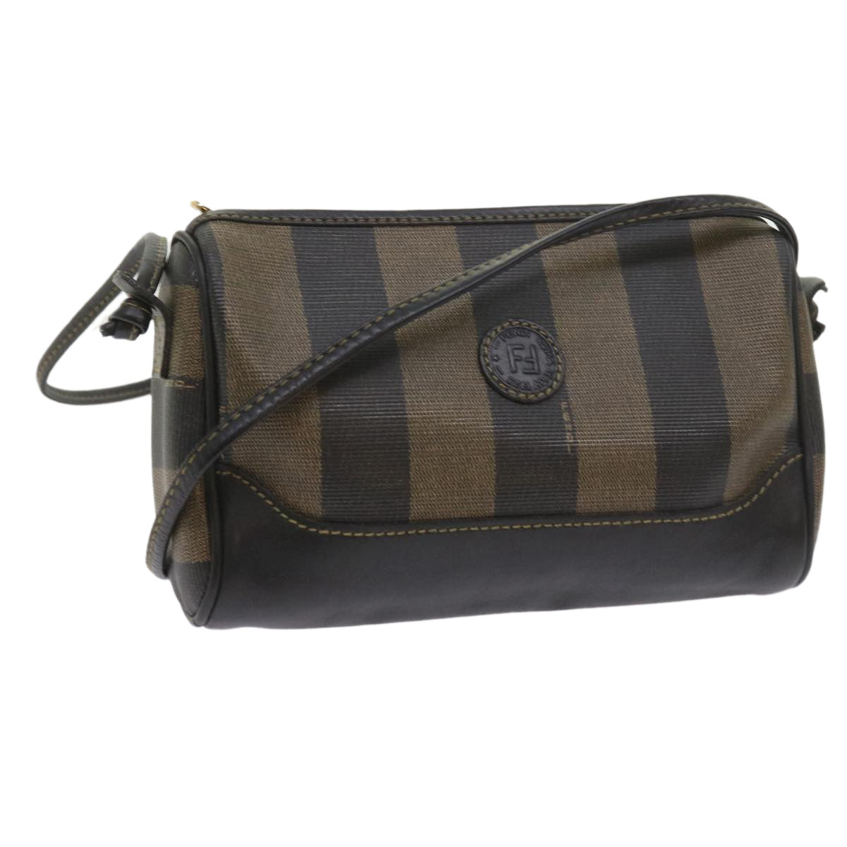 Luxury FendiPecan Canvas Shoulder Bag Black Brownar10656