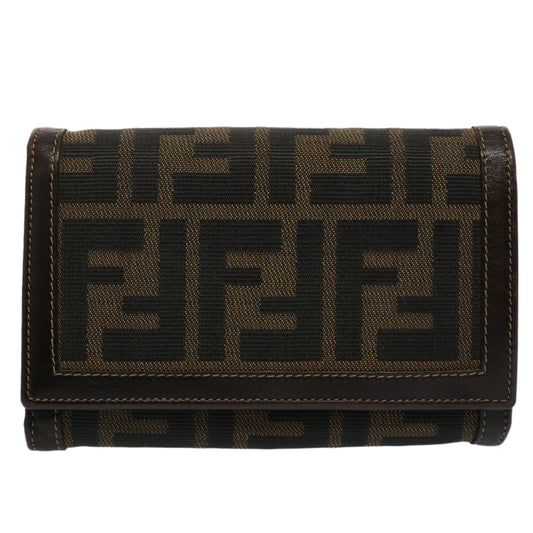 Luxury FendiZucca Canvas Wallet Black Brown 2266 31052 088ar10887