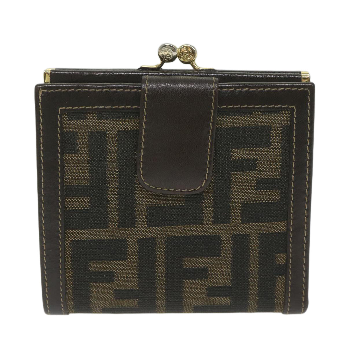 Luxury FendiZucca Canvas Wallet Black Brownar11107