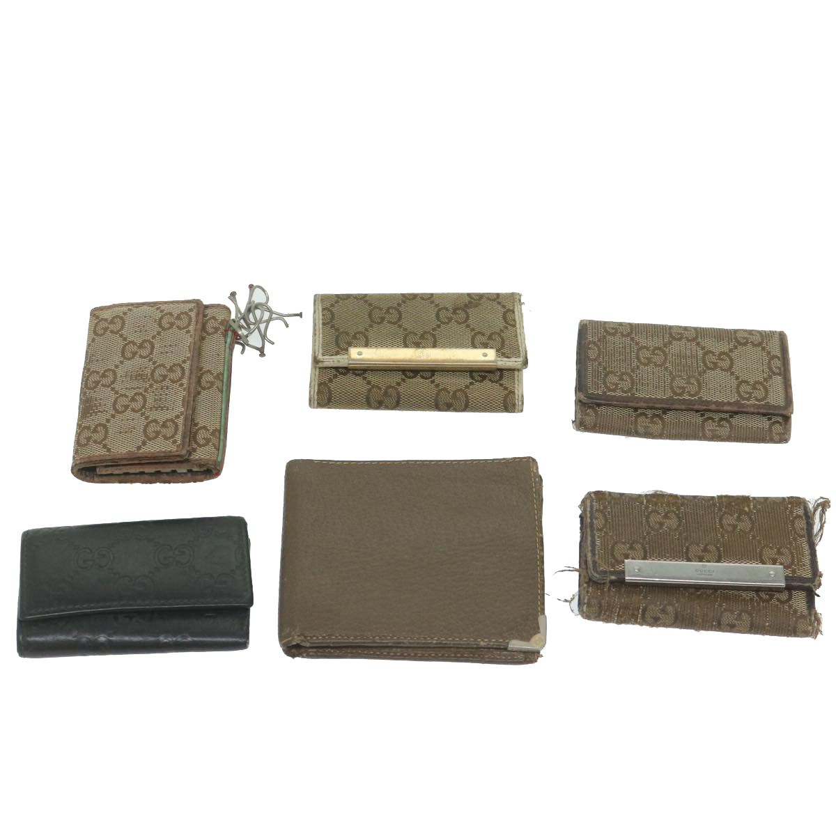 GUCCI GG Canvas Wallet Key Case 6Set Beige Black  ar11255