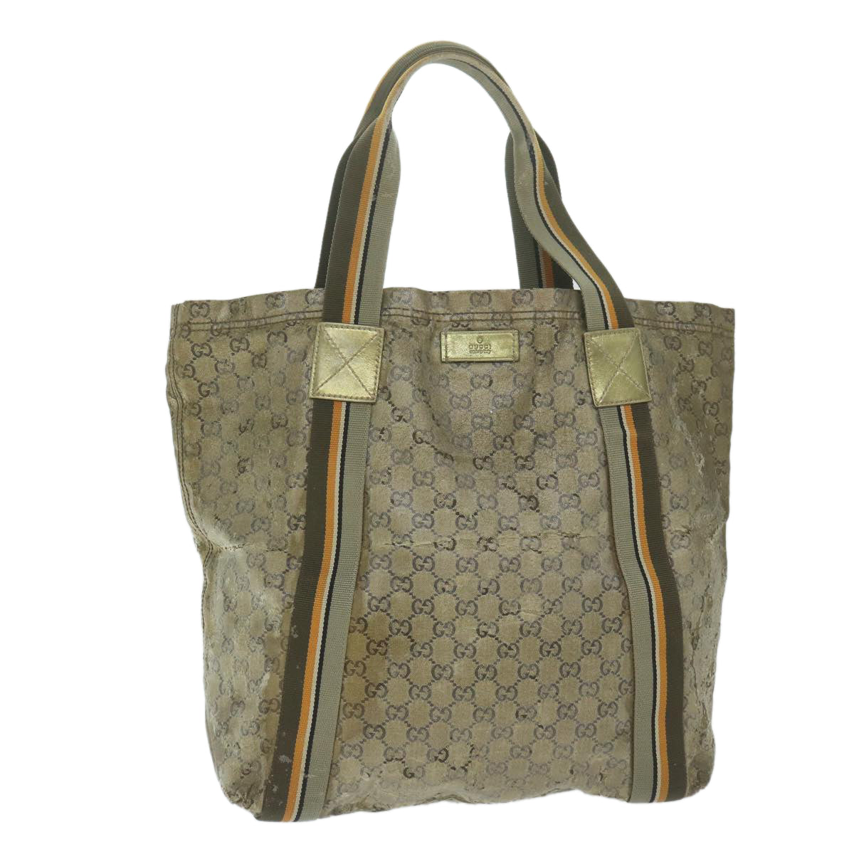 GUCCI GG Crystal Canvas Sherry Line Tote Bag Coated Canvas Gold  ar11313