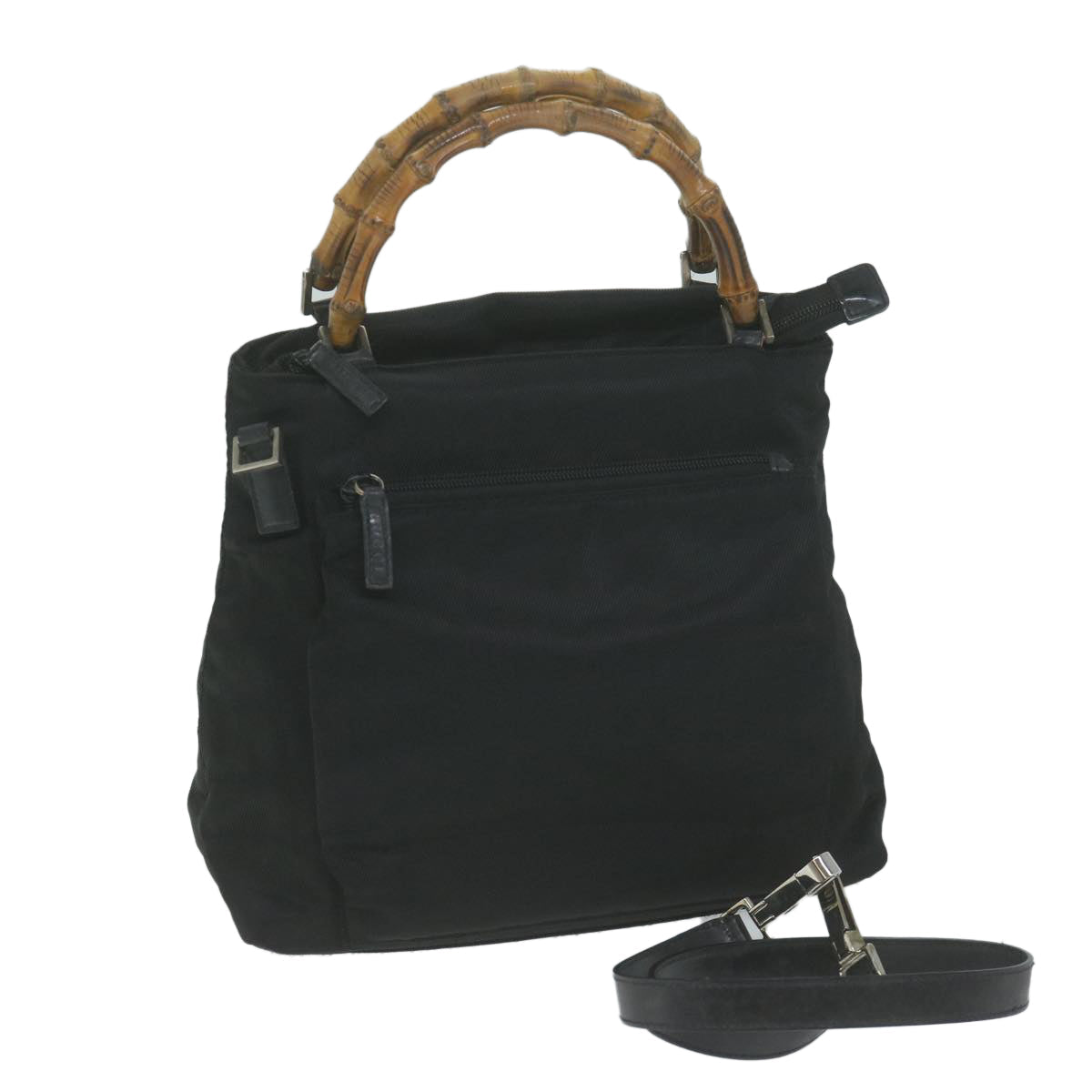 GUCCI Bamboo Hand Bag Canvas 2way Black 002.2058  ar11355