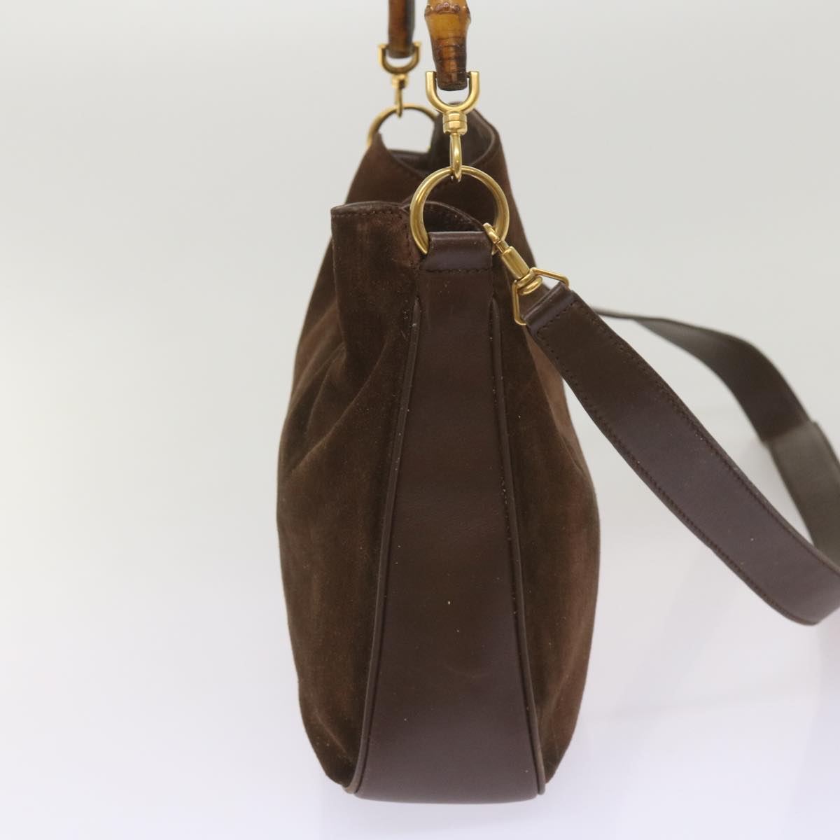 GUCCI Bamboo Shoulder Bag Suede 2way Brown 001 3754 1638  ar11374B