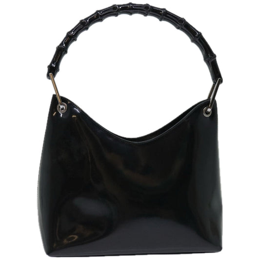 GUCCI Bamboo Shoulder Bag Patent leather Black 001 1998 3008  ar11412