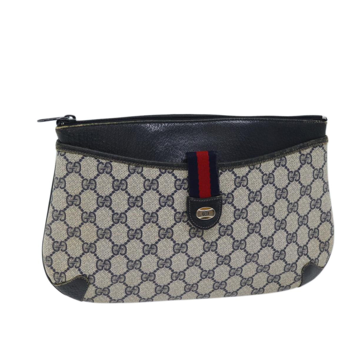 Luxury Gucci Trending 2025 GG Supreme Sherry Line Shoulder Bag PVC Navy Red 904 02 026  ar11683