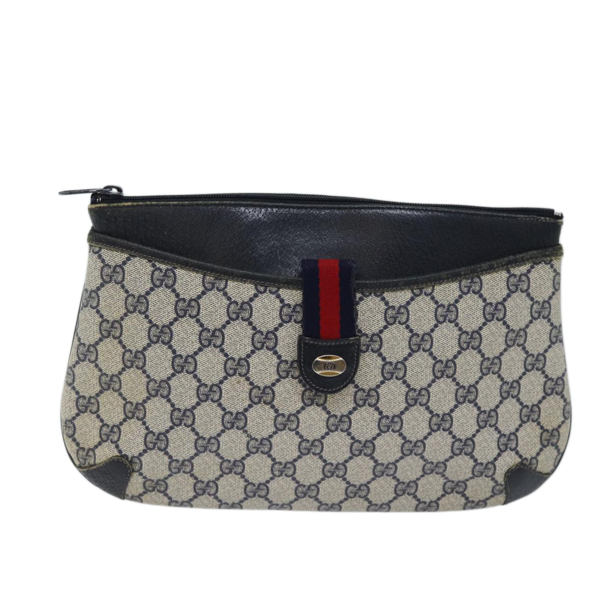 Luxury Gucci Trending 2025 GG Supreme Sherry Line Shoulder Bag PVC Navy Red 904 02 026  ar11683
