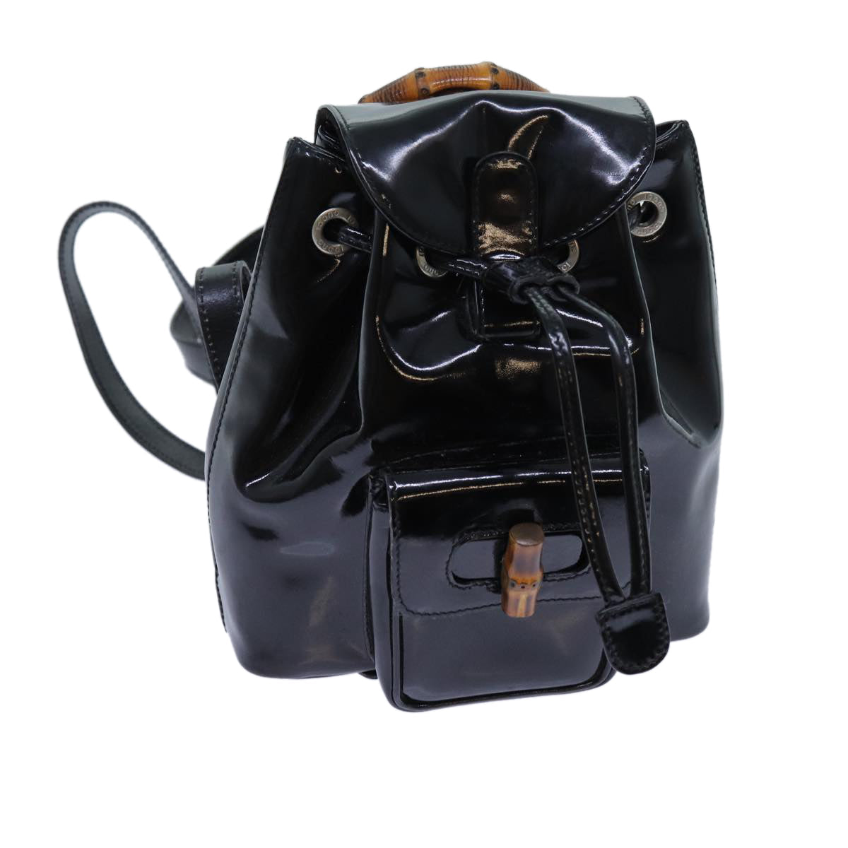 Luxury Gucci Trending 2025 Bamboo Backpack Patent leather Black  ar11692