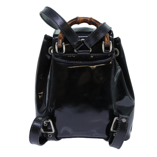 Luxury Gucci Trending 2025 Bamboo Backpack Patent leather Black  ar11692
