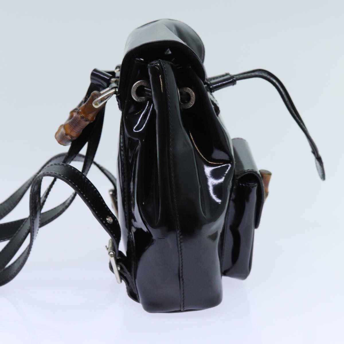 Luxury Gucci Trending 2025 Bamboo Backpack Patent leather Black  ar11692