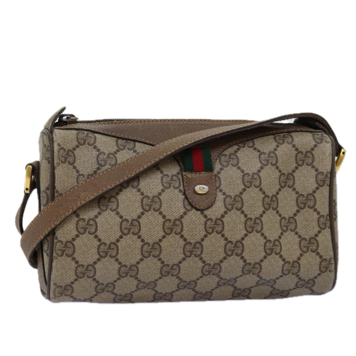 Luxury Gucci Trending 2025 GG Supreme Web Sherry Line Shoulder Bag Beige Red 89 02 018  ar11875