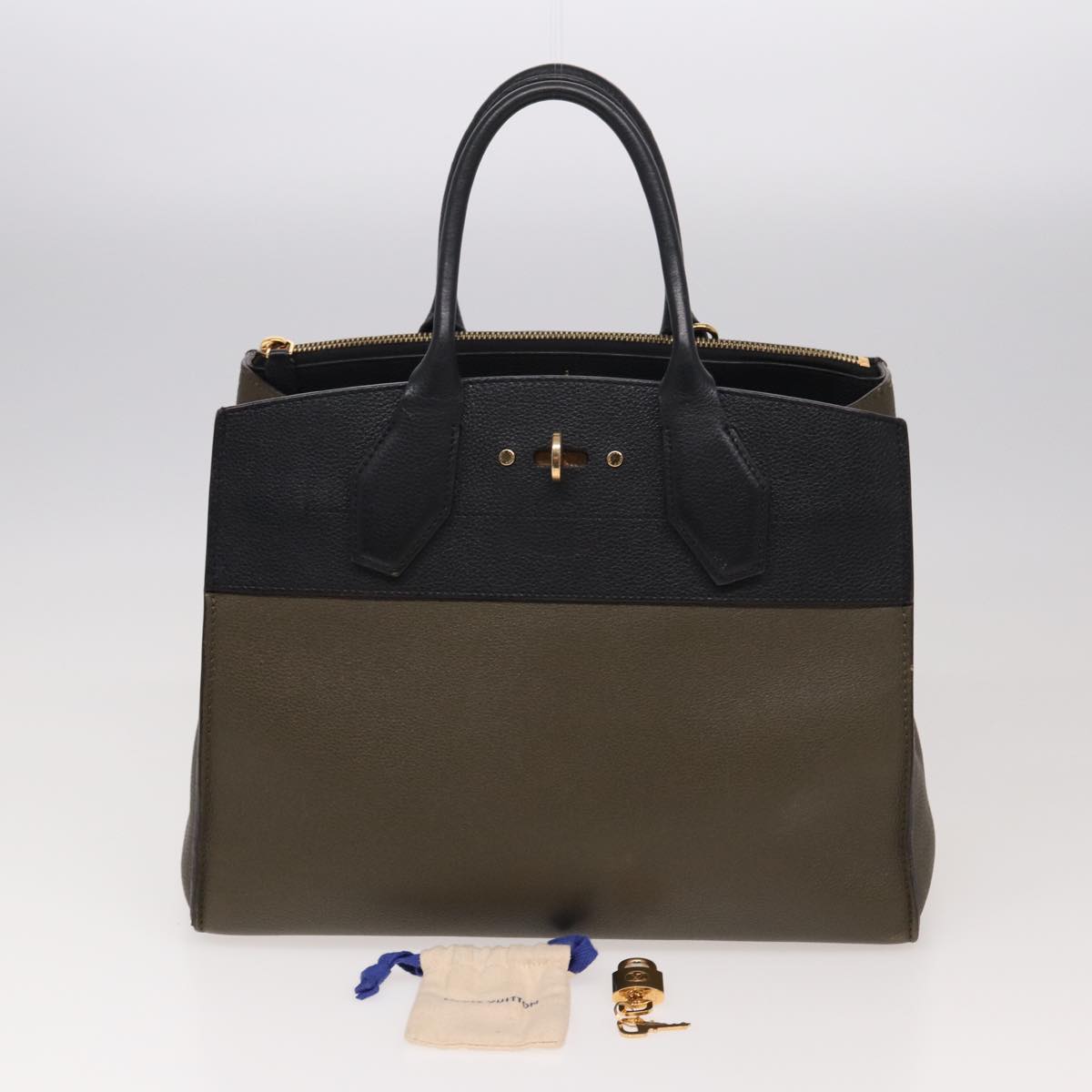 LOUIS VUITTON City Steamer MM Bag Leather 2way Black Green M54312 ar12078