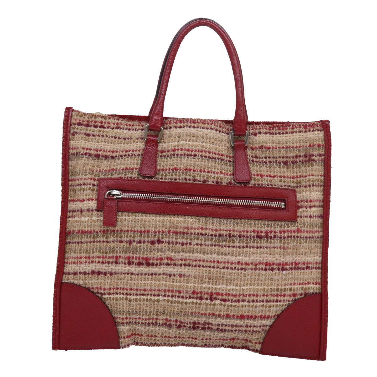 Luxury Prada Hand Bag Wool Beige Red  ar12196