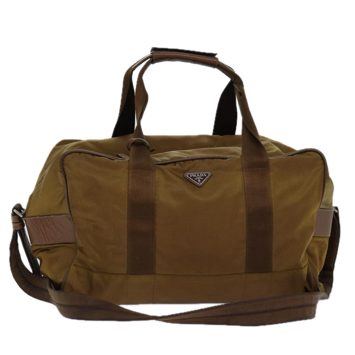 Luxury Prada Boston Bag Nylon 2way Brown  ar12276