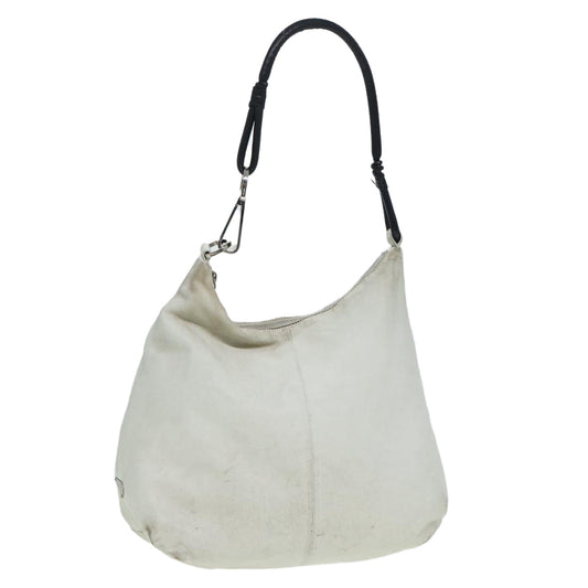 Luxury Prada Shoulder Bag Leather White Black Silver  ar12336