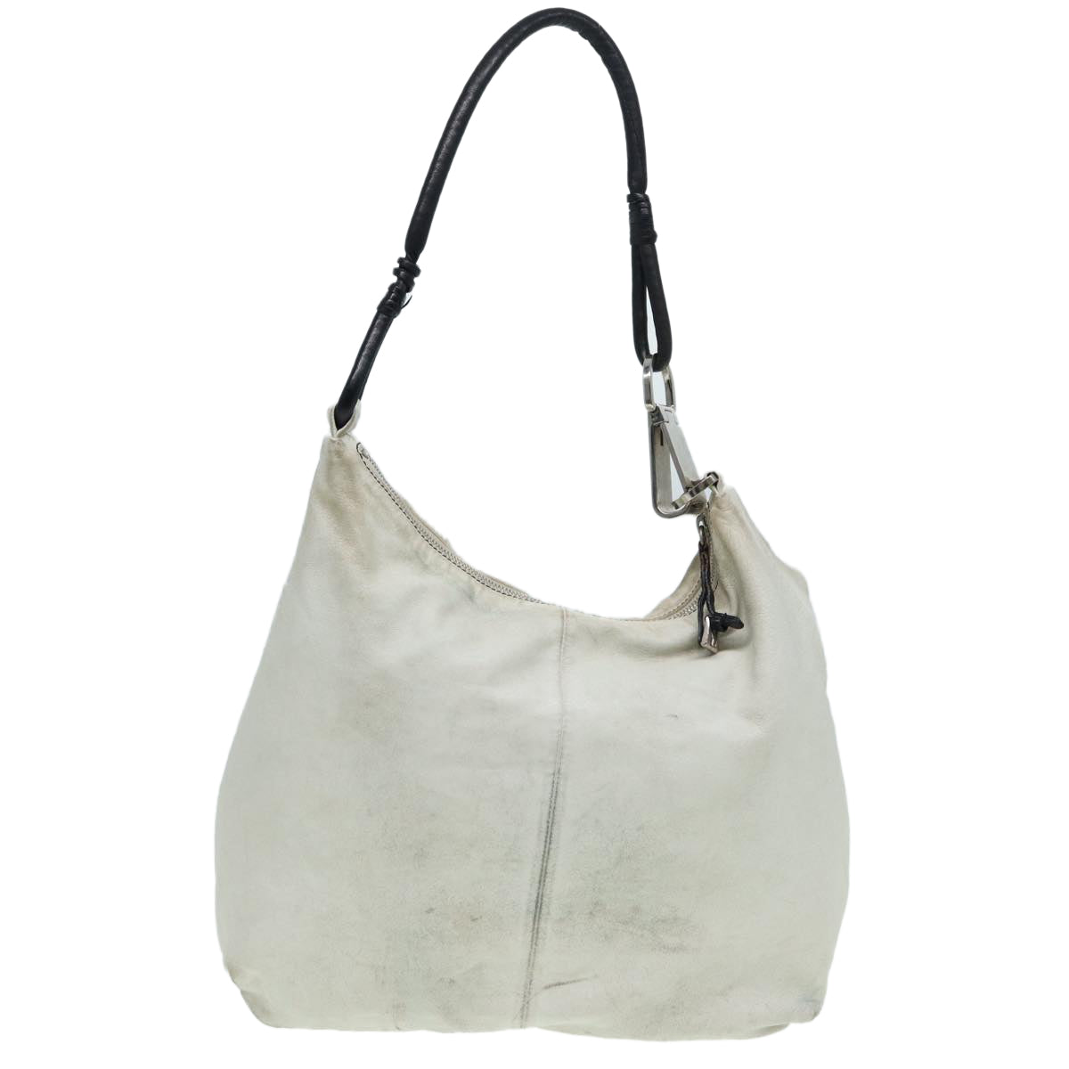 Luxury Prada Shoulder Bag Leather White Black Silver  ar12336