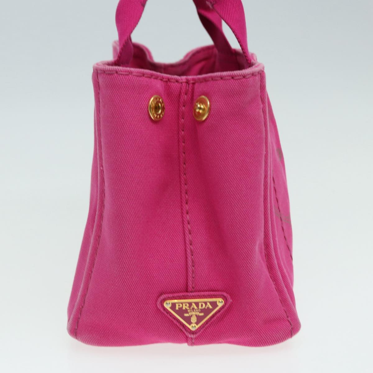 Luxury Prada Canapa PM Hand Bag Canvas 2way Pink Gold  ar12364