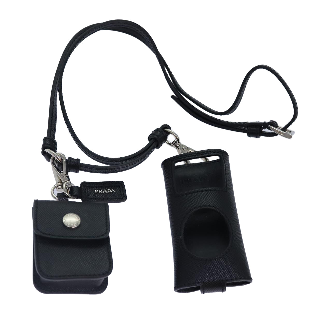 Luxury Prada AirPods Case Safiano leather Black Silver  ar12435