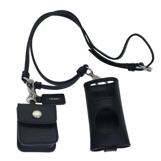 Luxury Prada AirPods Case Safiano leather Black Silver  ar12435