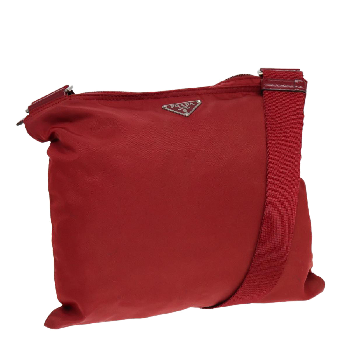 Luxury Prada Shoulder Bag Nylon Red Silver  ar12465