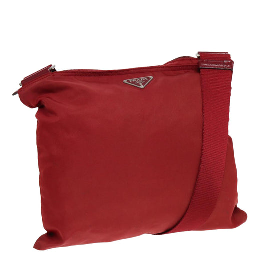 Luxury Prada Shoulder Bag Nylon Red Silver  ar12465