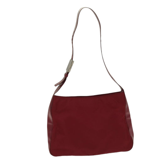 Luxury Prada Shoulder Bag Nylon Leather Red Silver  ar12466