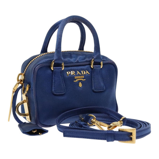 Luxury Prada Shoulder Pouch Satin Blue Gold  ar12592