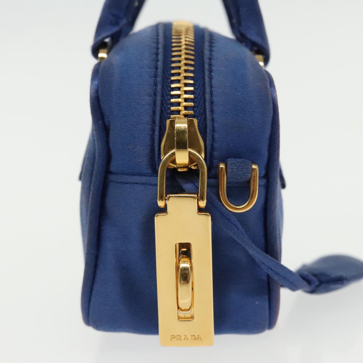 Luxury Prada Shoulder Pouch Satin Blue Gold  ar12592